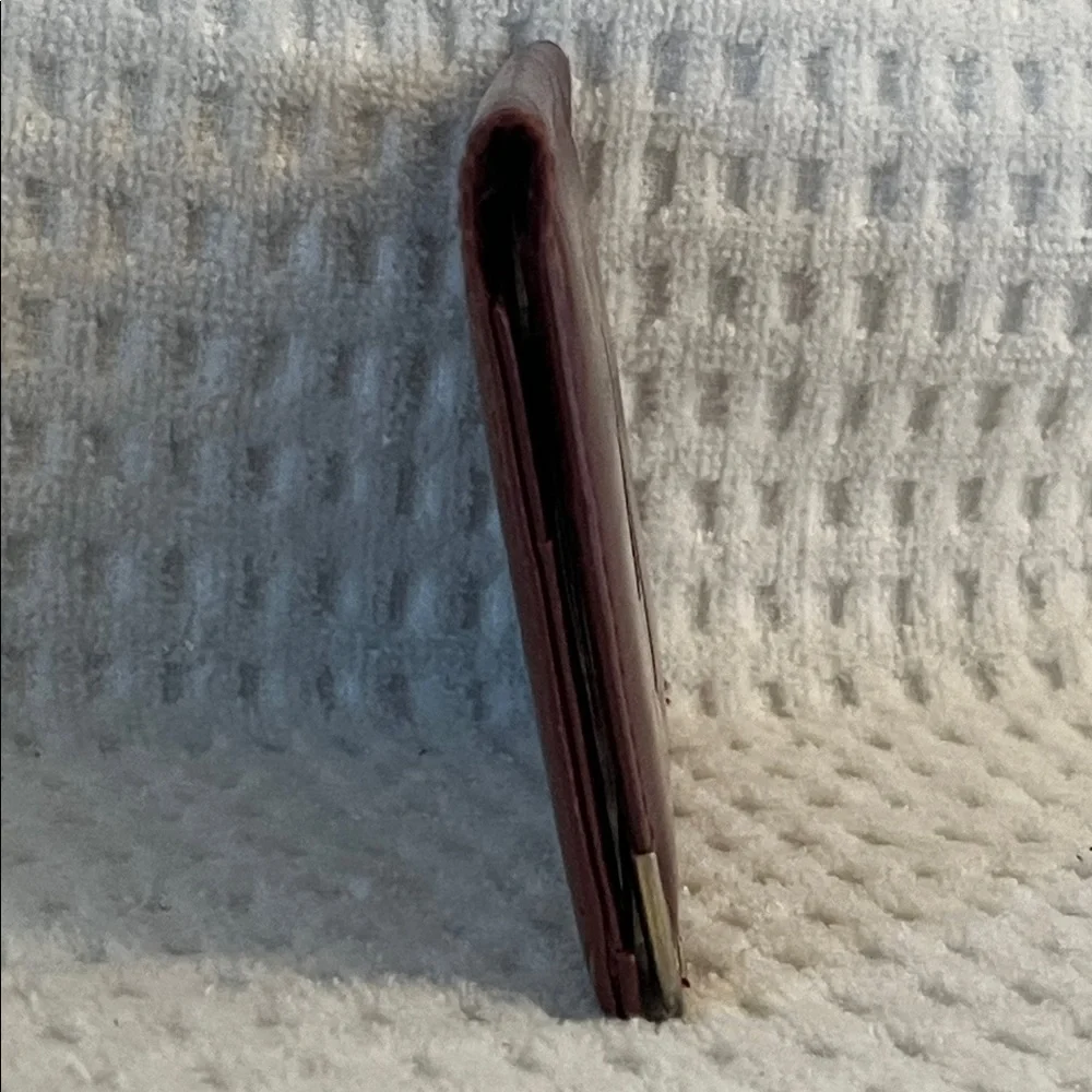 Cartier Burgundy Leather Card Holder with Gold Corner